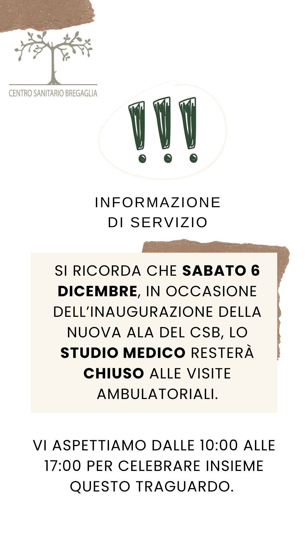 Chiusura studio medico: 6 dicembre 2025